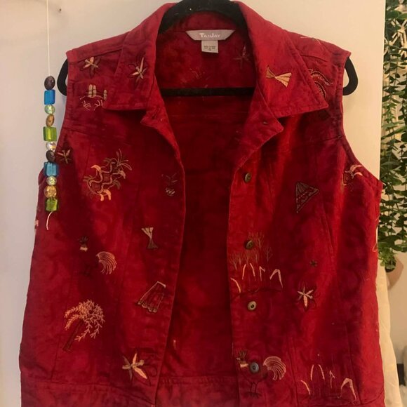 TanJay Jackets & Blazers - Funky Folky Red Vest